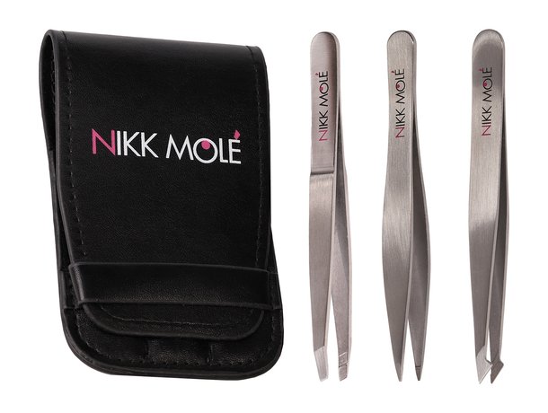 Nikk Mole Silver Tweezers Case Set