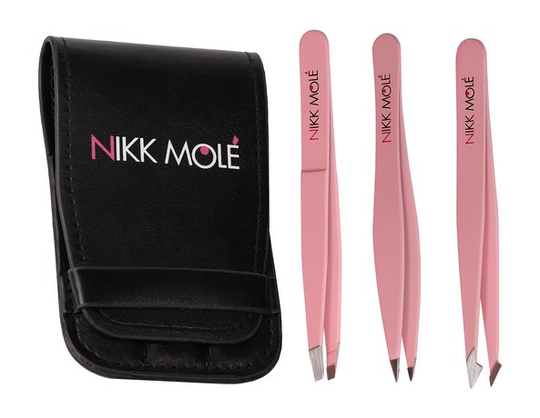 Nikk Mole Pink Tweezers Case Set