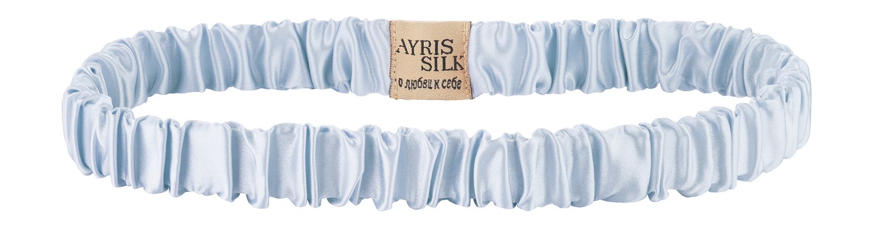 Ayris Silk Шелковая повязка Узкая Серебристо-голубой