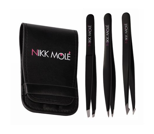 Nikk Mole Black Tweezers Case Set