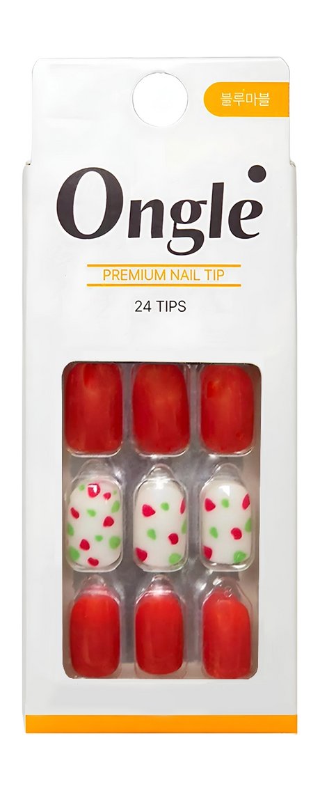 Ongle Premium Nail Tips Set Red Flower