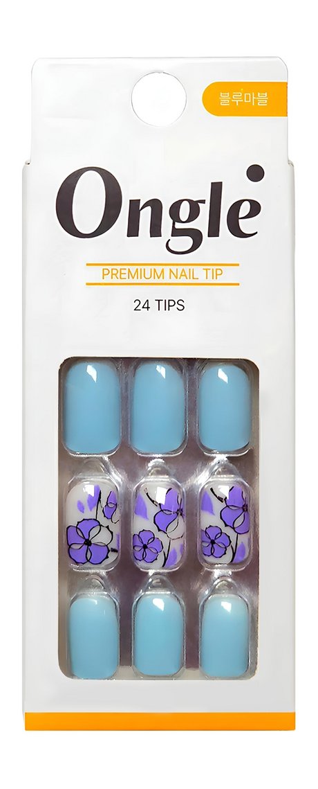 Ongle Premium Nail Tips Set Blue Flower